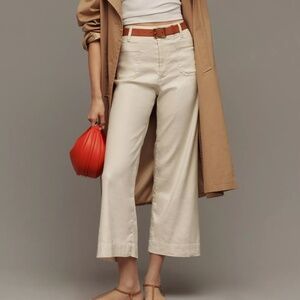 Anthropologie NWT Colette Linen Blend Crop Wide-Leg Pants by Maeve
